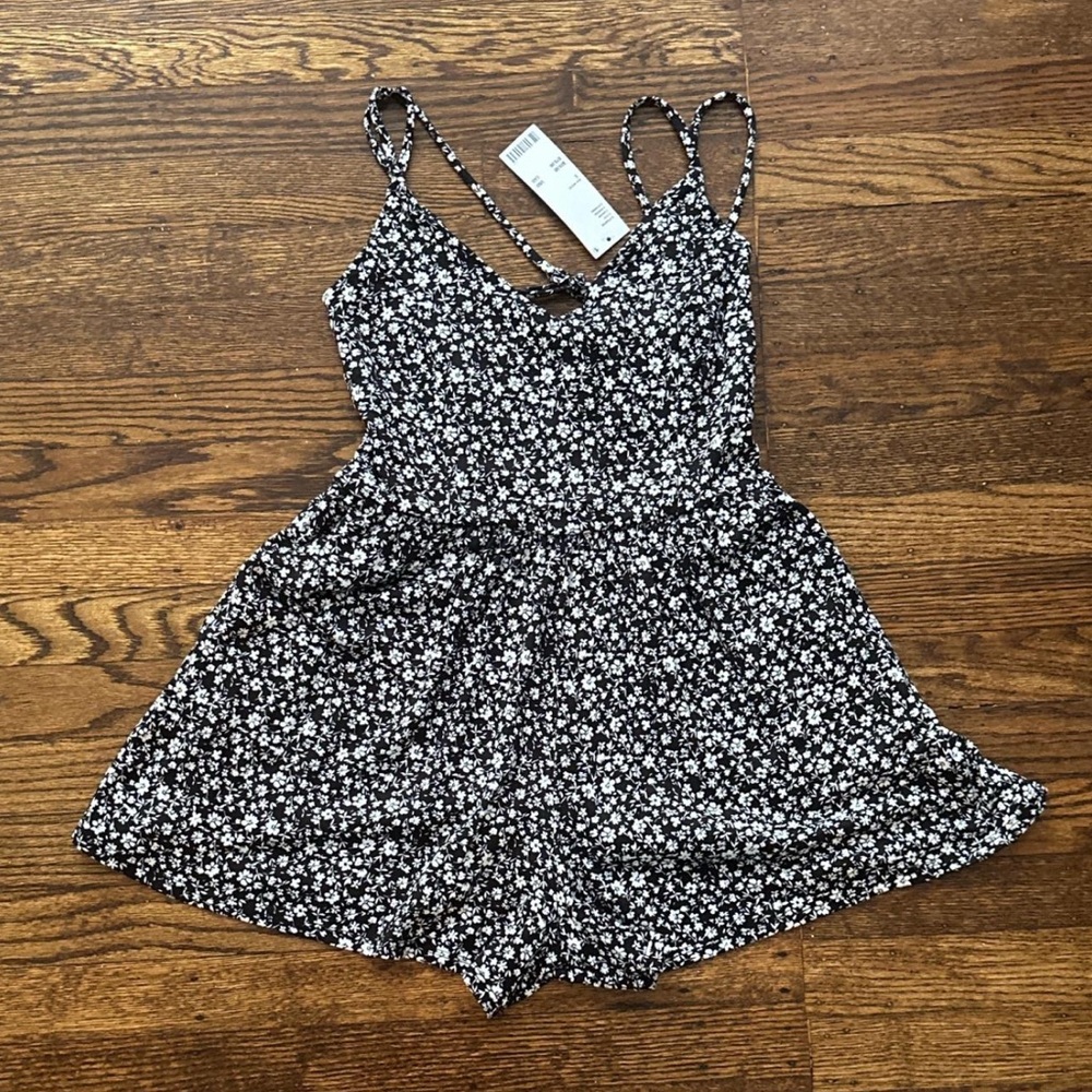 Urban Outfitters Black and White Floral Romper